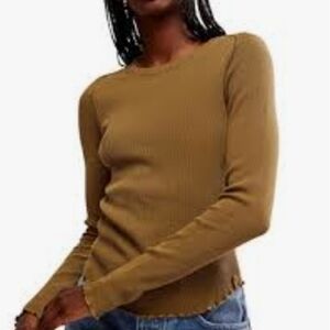 We The Free Waffle Knit Top in Olive